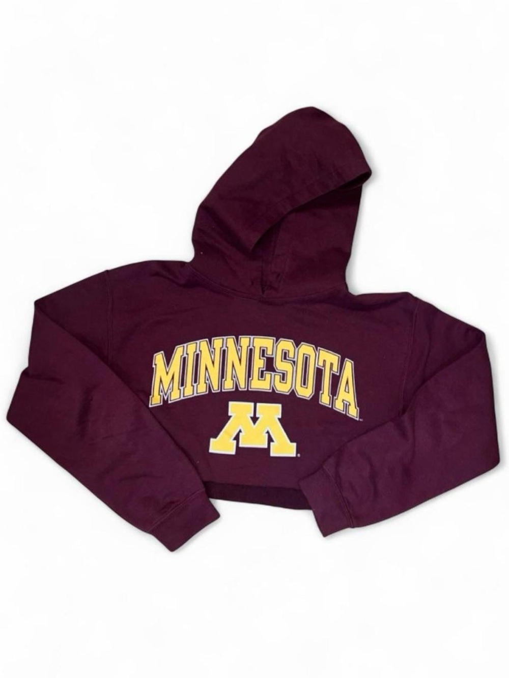 Maroon University of Minnesota U MN Cropped Hooded Sweatshirt